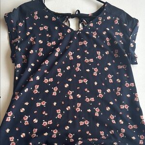 Elegant Floral Navy Blouse